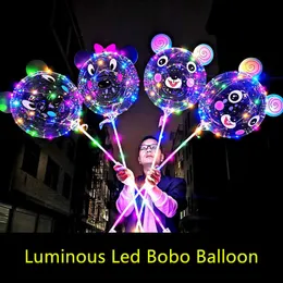 20 inch Luminous Bobo Balloon Transparent LED Light Up Balloons for Party Birthday Wedding Decoration