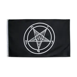 Todo em estoque 3x5ft preto baphomet igreja templário satanás bandeira católico romano cavaleiros templários pentagrama banners para decoração7846613