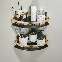 Bathroom Shelves Corner Shelf without Drilling Rustproof Space Aluminum Shower Storage Rack Shampoo Holder Accessories 230419