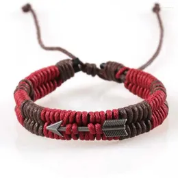 Charme pulseiras 1/2pcs mão-tecido pulseira casal corda vermelha mão estilo étnico simples arco e flecha jóias atacado