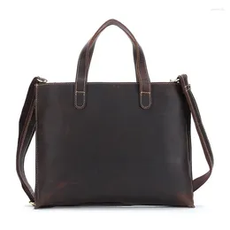 Briefcases Genuine Leather Men Briefcase Office Handbags For Shoulder Messenger Bag Male Laptop Computer Bags