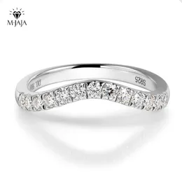 Bröllopsringar M-Jaja Half Ring Curved Wedding Band 925 Sterling Silver 0.39CT Lab Diamond Rings for Women D Color Jewelry231118