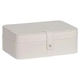 Jewelry Boxes Lila 48 Women's Box Is Made of Ivory Suede Fabric with A Silver Buckle Opening and Closing Faux Leather 231118