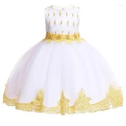 Vestidos de menina 3-10y handmand grânulo vestido de festa elegante crianças para meninas roupas crianças rendas princesa tutu casamento