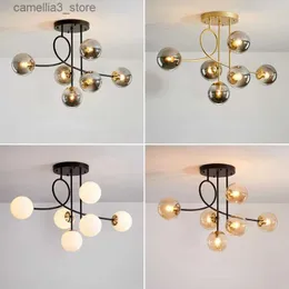 Ceiling Lights LED Chandeliers Modern Pendant Lights Nordic Hanging Lamps Glass Lighting Fixtures For Living Room Ceiling Mounted Gold Black Q231120
