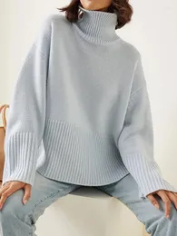 Kadınların Sweaters Bludenk Sweater Kadınlar Sonbahar Kış Kış Uzun Kollu Külük Kadın Büyük Boyut Gevşek Gevşek Moda Bölünmüş Katı