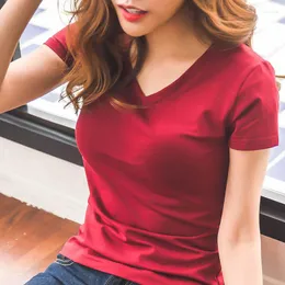 Kvinnors T-skjortor varumärken Yan Qing Huan 2023 Summer Fashion Hipster Harajuku Solid Color Cotton Red T-shirt Simple Tops Slim