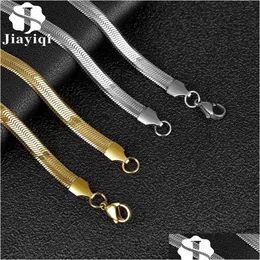 Chains Stainless Steel Flat Necklace Snake Chain Men Jewelry Various Length Choker Clavicle Drop Delivery Jewelry Necklaces P Dhgarden Otzjn