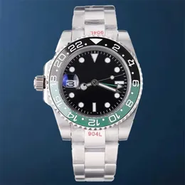 Rolaxs Golden Noble Masculino Watch الشهيرة GMT Pepsi 40mm 904l من الفولاذ المقاوم للصدأ من الفولاذ المقاوم للسيراميك الزجاج الفائق مضيئة مونتر دي ykq9 لها شعار