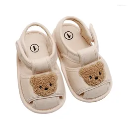 Primeiros caminhantes 0-18m bebê cartoon urso sandália para nascido infantil sapatos de verão antiderrapante sola macia criança