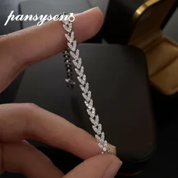 Łańcuch pansysen 100% srebrne srebrne 925 Diamenty laboratoryjne symulowane bransoletki dla kobiet dziewcząt przyjęcie koktajlowe ślubne biżuteria 230419