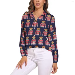 Kadın bluzları nordic tasarım bluz komik köpek baskı kawaii grafik kadın gündelik gömlek sonbahar uzun kollu büyük boy üstler