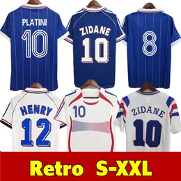1998 2002 Retro Franska fotbollströjor Vintage Zidane Henry Maillot Jerseys 1996 2004 Fotbollströjor Skjorta Trezeguet Away Finals 2006 White 2000