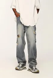 Мужские джинсы, потертые, рваные, на заказ, осень 2023, осень и зима, европейские брендовые уличные прямые брюки, США