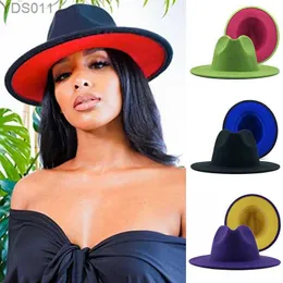 Wide Brim Hats Bucket Hats Unisex Two Tone Wide Brim Fedora Hats Women Vintage Western Cowboy Hat Classic Men British Style Jazz Cap Fashion Panama Caps YQ231120