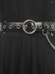 Cinturones SHENGPALAE mujeres Pu cuero metal anular agujero cinturón cintura cadena diseño Color sólido ajustable moda femenina 2023 1495