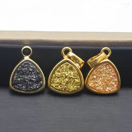 Pendant Necklaces Natural Crystal Triangle Pendants Electroplate Crystals Necklace Gold Border Plating Fashion Jewelry