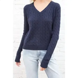 SWEATERS SWEATER KOBIET KOBIETY SWORKI SWITE Jesienne Pullovers Bandyna Swatery długi rękaw V DZIAŁKI DZIAŁKI W CROP TOPS Knitwears dla szczupłych dziewcząt 231118