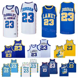 Moive High School 23 Michael Laney Jersey Men Basketball All American Laneyhs 리믹스 힙합 통기성 팀 스포츠 팬을위한 순수한 면화 팬 힙합 유니폼