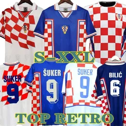 Boban Retro 1998 Suker Jersey Soccer Home Away Football Shirts Vintage 2002 Stanic Prosinecki Bilic Jarni Classic Chorwatia koszulka