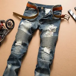 Mäns jeans denim personlighetsbyxor design coola panten jeans raka retro hål ryttare för manlig varumärke stor storlek 231118