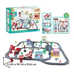 Play Mats DIY Assemble Railcar Toy Battery Powered Construction Set with Light Electric Race Track for Children Gifts 231118