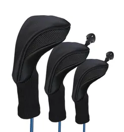 Black Golf Head Covers Sürücü 1 3 5 Fairway Woods Golf Kulübü için Headcovers Tüm fairway ve sürücü kulüplerine uyuyor 3pc307a6177875