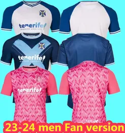 Мужские футбольные майки 23/24 CD Tenerife 2023 2024RUBEN DAUDA BORJA GARCES MO MICHEL GALLEGO SASHOUA ELADY MELLOT ENRIC Centennial Home Away 3-й футбольные майки