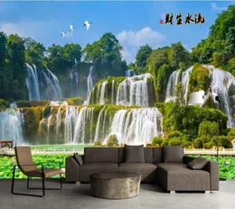 Bakgrundsbilder Papel de Parede Mountain Scenery and Waterfall 3d Wallpaper Mural Iving Room TV Wall Bedroom Papers Home Decor