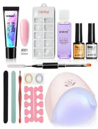 Juego de 14 piezas de esmalte de uñas, Kit de laca de pegamento de extensión rápida, imprimación, capa superior de Gel, secador de uñas LED UV Set1776597