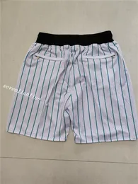 2023 Мужской бейсбол Justdon сшитый шорты Шорты Размер S-2xl World Series Patch White Blue Striped New York Base Ball Learing Shorts