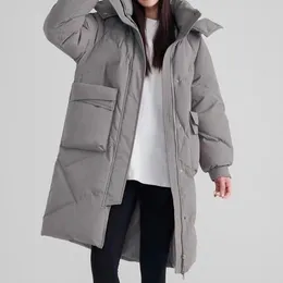 Women's Down Parkas Abrini女性秋の冬のパッチワークシックな長袖Turtleneck厚いジッパーカーディガンコート2023 231118