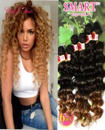 Tress Capelli Deep Wave Ripple Capelli trecce Jerry Curlydeep Kinky Curly Ombre Colore rosa brownsynthetic Braiding Acrochet Hair Ex6287039