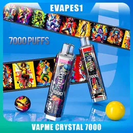 Оригинальный VAPME Crystal 7000 Puffs Ondosable Vape Pen 14ml Предварительно заполненная E -сигарета 0/2/3/5% NIC с 650 мАч.