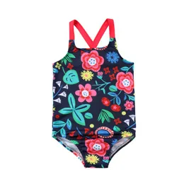 Kadın Mayo Güzel Çocuk Çiçek Plaj Giyim Yüzme Kostümü Yaz Toddler Çocuk Bebek Kız Çiçek Baskılı Bikini Tek Parçalı Mayo Çenileri '