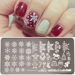 Stickers Decals HEALLOR Snowman Snowflake Leaf Nail Art Stamping Plate Printing Mold Christmas Manicure Tools Steel 231120