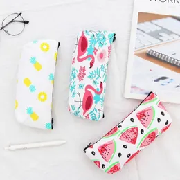 1 teile/los Schöne Flamingo Ananas Wassermelone Leinwand Bleistift Taschen Student Schreibwaren Aufbewahrungstasche