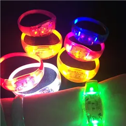Silicone Sound Controled LED Light Bracelet Festive Party Supplies Ativados Glow Flash Bangle Wrist Gift Wedding Party Favors Festival Carnival J0420