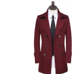 Männer Trenchcoats Koreanische Version Mantel Frühling Herbst Marke Zweireiher Mont Erkek Mittlere Länge Und Teenager Burgund Casaco Jaqueta