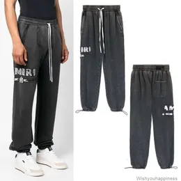 Designers Casual Pant Trousers Sweatpants 23ss New Amires Washed Old High Street Pants Loose Casual Tie Feet Terry Guards Pants Versatile Pant Trend