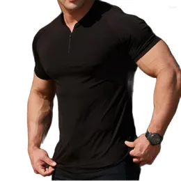 Polo da uomo Moda uomo Polo 2023 Estate Cerniera Maschile T-shirt in puro colore a maniche corte Sport Streetwear S-3XL