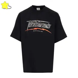 Men's T-Shirts 23SS Orange Bla Vetements HI-SPEED T-Shirt Men Women 1 1 Loose Heavy Fabric Cotton Top Ba Embroidered VTM Tee Wi Tags