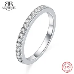 Bröllopsringar Anujewel 1,5 mm D Färg Halva bandring 925 Sterling Silver Finger Rings for Woman231118