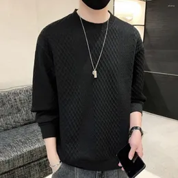 Erkek Hoodies Erkekler Bahar Sonbahar Sweatshirt Rhombus Aplike Yuvarlak Boyun Kalın Uzun Kollu Gevşek Kazak Konforlu Günlük Top