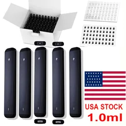 USA STOCK 1.0ml Caneta Vape Descartável Carrinhos de Óleo Grosso Vaporizadores Stemless Postless Cerâmica Bobina Vazia Snap in Cap E-cigarro Recarregável 280mAh Bateria Logotipo Personalizado