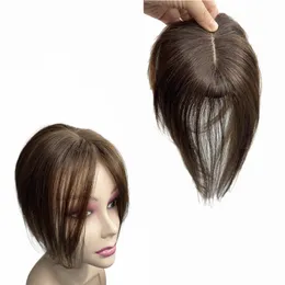 Синтетические S 100 Toppers Human Hair для женщин 10 -дюймовые клипы в кусках Fringe Peects Средняя часть коричневая анемон не отремонтирован 230420
