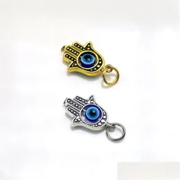 Charms 100st Turkish Hamsa Hand Blue Evil Eye Pendant för smycken som gör resultat DIY2551 Drop Leveranskomponenter DHYV9