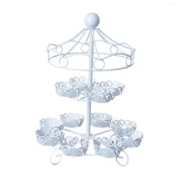Plates 2 Tiers Cupcake Stand Serving Pastry Platter Cake Display Server Tray For Wedding Birthday Dining Table Banquet Decoration