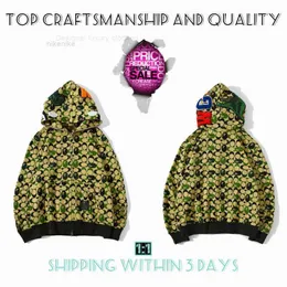 Top Craftsmanship Mens Hoodies Apes Hoodie Designer Jacket Shark Pullover Tiger Full Zip Color Harajuku Sweatshirt Fashion Cobriding Camouflage Hoodyskk73h MS2