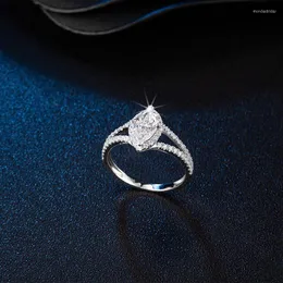 Cluster-Ringe echte Moissanite-Verlobungsringe für Frauen Pass Diamond Test 925 versilbertes 18-karätiges Gold Freundin Geschenke